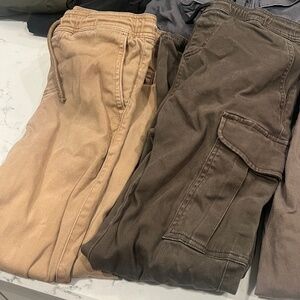 RSQ 2 pairs boys joggers cargo size large good condition tan and brown